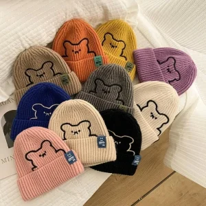Cappello invernale per bambini Cartoon Cappello lavorato a maglia di lana ispessita per ragazzi e ragazze Berretto caldo e accogliente per le vacanze autunnali di Natale 1