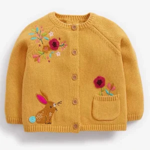 Little Maven 2024 Neonate Maglione Primavera e Autunno Bellissimo maglione di coniglio Cardigan Top morbidi e confortevoli per bambini 2-7 anni 1