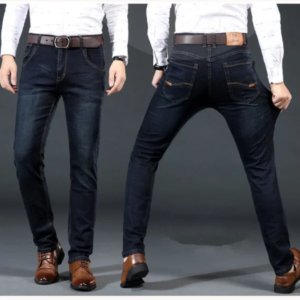 Nuovi uomini leggeri di lusso elasticizzati pantaloni slim fit comodi morbidi pantaloni di jeans casual dritti moda business abbigliamento di marca maschile 2