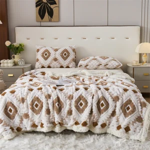 Autunno Inverno Calore Coperta in lana d'agnello artificiale delicata sulla pelle Mantieni caldo e confortevole Coperta jacquard queen king size 1