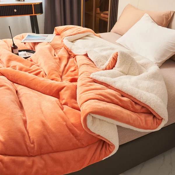 Coperta super morbida in lana d'agnello imitazione Autunno Inverno Coperte doppia regina Comoda coperta per divano in pile di latte di alta qualità 2