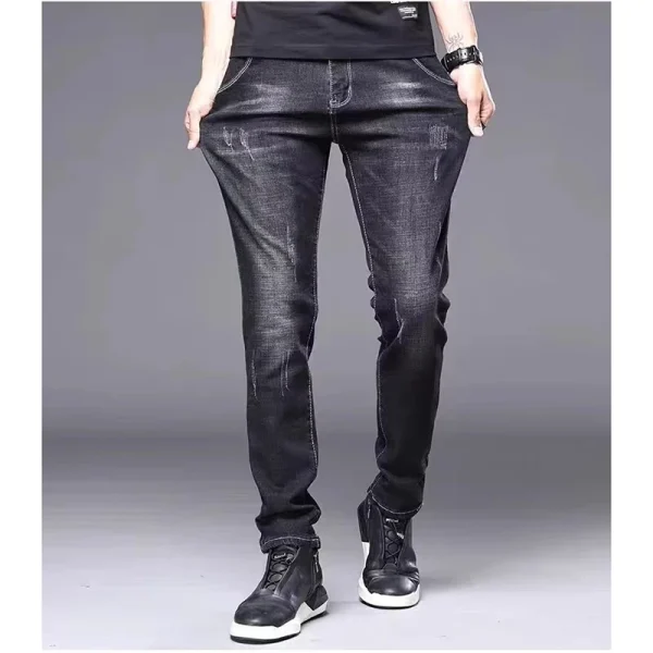 Jeans casual a gamba stretta moda uomo di marca di alta qualità Pantaloni skinny vintage di base Nuovi pantaloni in denim esterni a gamba dritta maschile 5