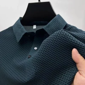 Camicia POLO da uomo nuova business casual a maniche corte con fiore in osso tinta unita moda traspirante comoda estate versatile Top 1
