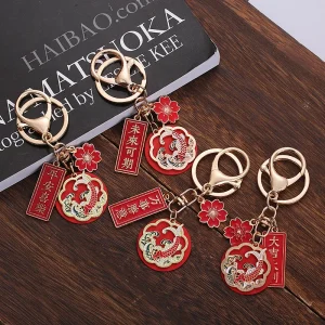 Moda stile cinese Koi Saluti Portachiavi Creativo Cartoon Nuvole Fiore rosso Portachiavi Borsa per auto Portachiavi Ciondolo Gioielli Regalo 1