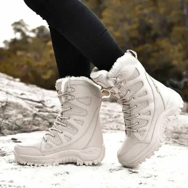Stivali invernali donna Super Warm Plus Size 36-46 stivali da moto a metà polpaccio scarpe calde con plateau in peluche Zapatos Para Mujer 5