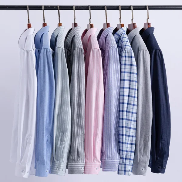 Camicie da uomo in cotone 100% Oxford maniche lunghe plaid morbido vestibilità regolare camicia formale tasca camicetta sociale abiti maschili S-7XL 3