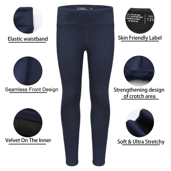 Leggings foderati in pile da ragazza Pantaloni da yoga caldi invernali termici 1 confezione 3