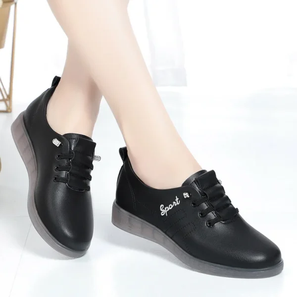 Scarpe casual in pelle da donna Primavera/Autunno/Inverno antiscivolo Fondo morbido in pelle Oxford Suola morbida Scarpe comode e versatili Novità 6