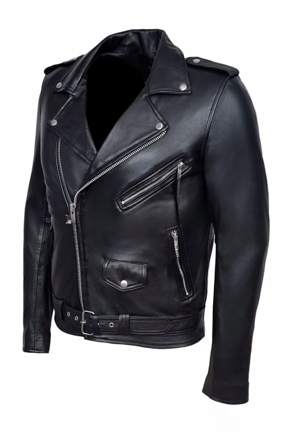 Giacca in pelle da uomo colletto sottile giacca in pelle Pu moda Moto cappotto causale cappotto in pelle da motociclista da uomo 3