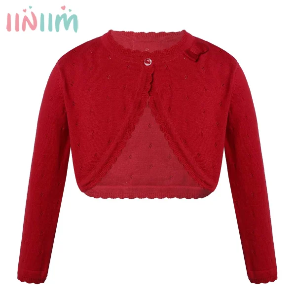 Giacca da bambina in cotone a maniche lunghe in maglione Cardigan per bambini rosso fiocco per 2 4 6 8 10 12 13 anni vestiti per bambini 1