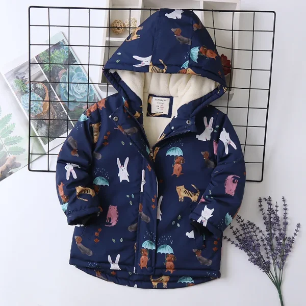 Autunno Inverno Ragazza Giacca Cappotto Cartone Animato Stampato Impermeabile Più Velluto Caldo Capispalla per Ragazza 4-14 Anni Bambini Adolescente Parka 2