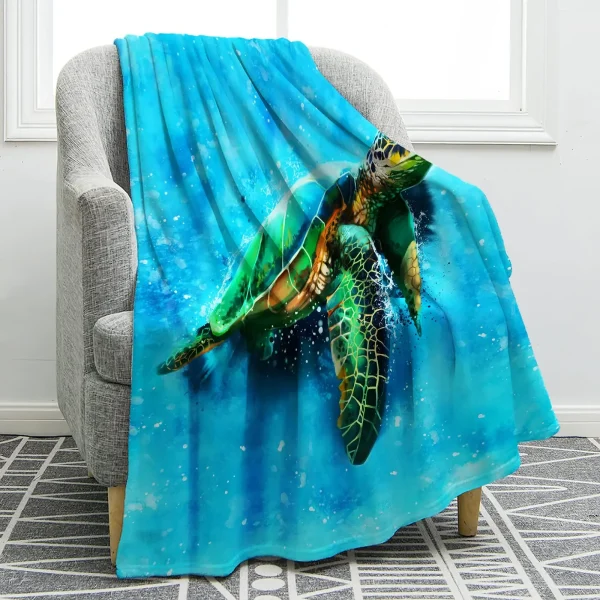 Coperte da letto in pile di flanella coperta leggera e accogliente per divano divano camera da letto adulti Teen Sea Turtle Ocean Animal Landscape 2