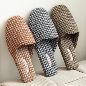 Scarpe da casa per interni autunnali e invernali, classiche pantofole scozzesi retrò, scarpe da uomo e da donna antiscivolo, traspiranti e comode 1