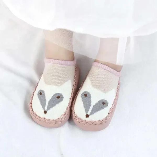 1 paio di calzini per bambini carini alla moda con suole in gomma per bambini primavera autunno inverno calzini da pavimento per bambini scarpe calzino con suola morbida antiscivolo 3