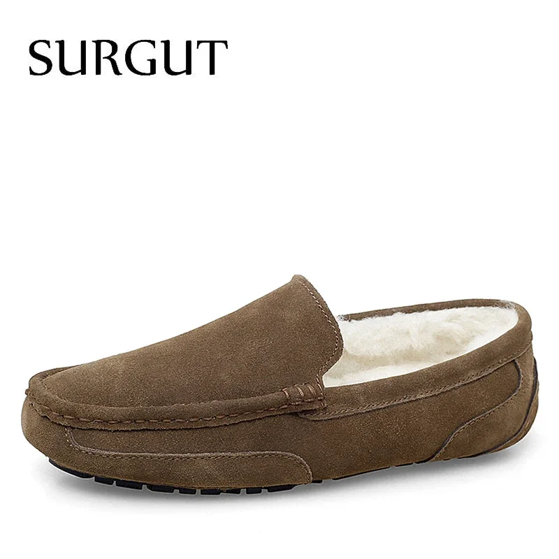 SURGUT Scarpe casual da uomo Mocassini in pelle scamosciata traspirante di marca Mocassini Qualità Inverno caldo Uomo Slip On Scarpe da guida Plus Size 38-47 1