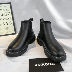 Stivali Chelsea da uomo in pelle fatti a mano con lati elastici Scarpe eleganti casual da lavoro Suola antiscivolo Calzature nere comode 1