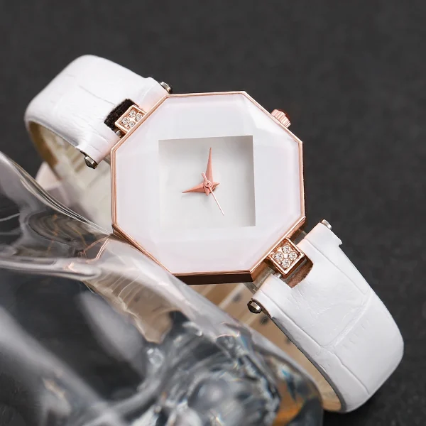 2 pezzi di orologi da donna alla moda, cinturino in pelle casual, orologio analogico al quarzo, set di braccialetti di perle (senza scatola) 3