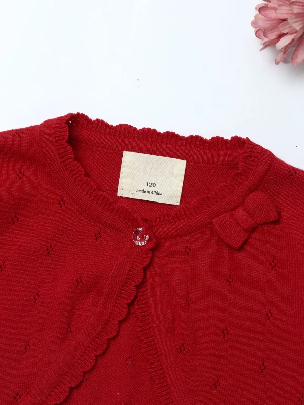 Giacca da bambina in cotone a maniche lunghe in maglione Cardigan per bambini rosso fiocco per 2 4 6 8 10 12 13 anni vestiti per bambini 5