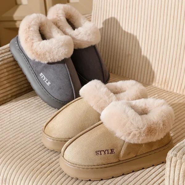 Nuovi stivali da neve con piattaforma per la casa da donna Scarpe di lana spesse e calde Scarpe da donna con stivaletti alla caviglia in velluto antiscivolo per esterni 4