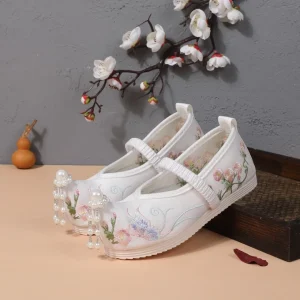 Scarpe da ragazza ricamate Scarpe casual in stoffa Hanfu in stile cinese Bambini Costume antico Appartamenti per bambini Performance Zapatos Baby 1