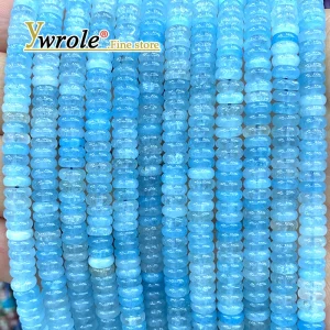 2x6MM Piatto Rondelle Pietra Naturale Acquamarina Colore Calcedonio Abaco Perline Del Distanziatore per la Produzione di Gioielli Accessori Braccialetto Fai Da Te 1