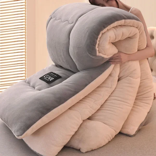 Trapunta in lana di agnello inverno addensato caldo singolo doppio dormitorio trapunta nucleo latte flanella coperta piumino autunno e inverno 2