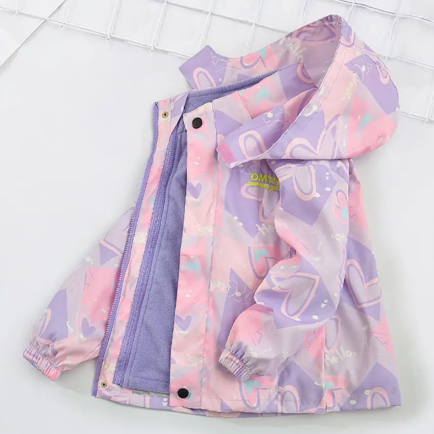 2 pz ragazze giacca 3-in-1 staccabile più cappotto addensato in pile adolescente autunno inverno Casual antivento bambini soprabito all'aperto 3