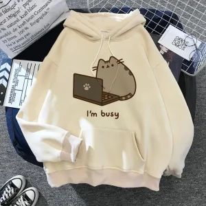 Felpa con cappuccio gatto da donna 2024 costume da cartone animato coreano Harajuku stile Kawai oversize 1