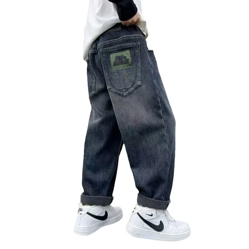 2-8Y Ragazzi Jeans Nuovo Autunno Bambino Del Capretto Casual Moda Demin Pantaloni Ins Stampa Del Fumetto Tasca a Vita Media Bambini Ragazzi Pantaloni 4