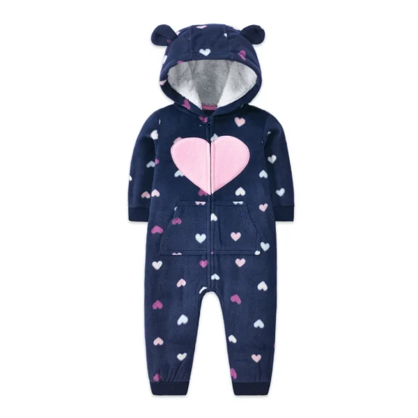 Pagliaccetto per neonato 2024 Primavera Autunno Caldo Babi Ragazzo Ragazza Vestiti Coral Fleece Con cappuccio Babe Girl Animale Tuta 2
