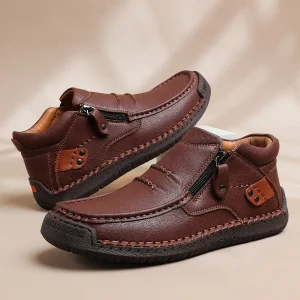 Stivali classici da uomo in pelle marrone fatti a mano con cerniera Scarpe da ginnastica da uomo dal design esterno Slip On Scarpe casual da uomo Stivaletti da uomo 1