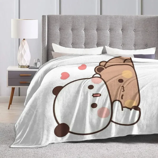 Bubu Dudu Panda Bear coperta morbida e calda flanella coperta peluche per letto soggiorno Picnic viaggio casa divano 4