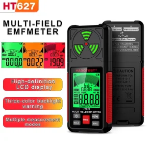 HT627 Misuratore EMF 3 in 1 Rilevatore di radiazioni di campo elettromagnetico professionale Tester di campo a radiofrequenza portatile portatile 1