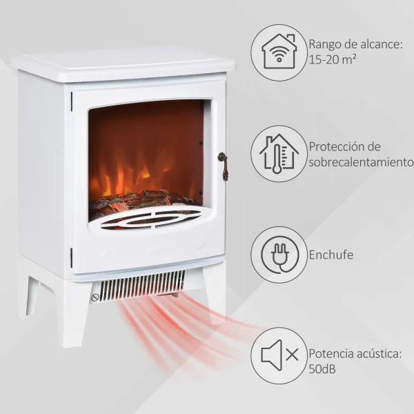 Camino elettrico HOMCOM 900/1800W fiamma simulata e termostato 39x26x54,8 cm 6