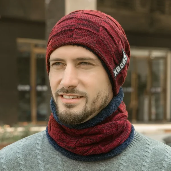 Cappello invernale per uomo donna pullover cappello sciarpa vestito più velluto foderato in pile bambini spesso caldo berretto cappello lavorato a maglia maschile berretti 2