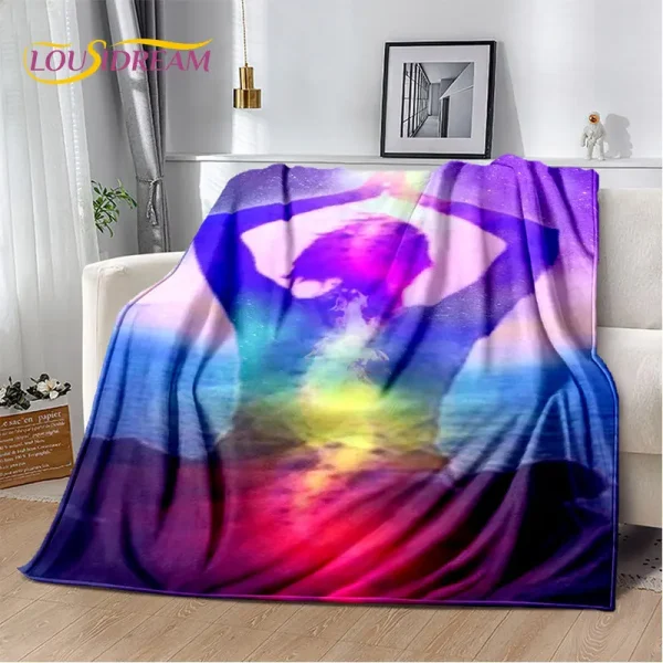 Coperta morbida in peluche arcobaleno 7 Chakra Mandala Bohemia, coperta in flanella per soggiorno, camera da letto, divano letto, copertura da picnic 2