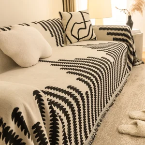 Coperta per divano in tessuto ciniglia Coperte universali in stile nordico con nappa per soggiorno Protezione per divano quattro stagioni 1