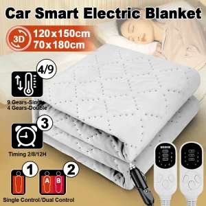 Coperte di calore elettriche per camper SUV 12V Auto Peluche Coperte riscaldanti elettriche più spesse Camion da campeggio Veicoli fuoristrada Cuscinetti riscaldanti 1