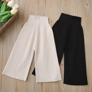 Pantaloni a gamba larga lavorati a maglia stile coreano autunnale per bambini Pantaloni maglione a righe larghe casual Pantaloni larghi per ragazzi e ragazze 1