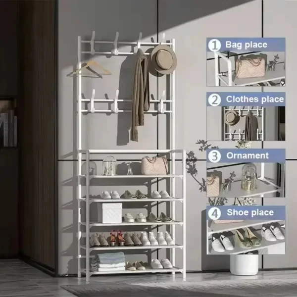 Appendiabiti Scarpiera multistrato Porta Scaffale per cappelli e scarpe fai-da-te Semplice portaoggetti per organizer da soggiorno da terra 4