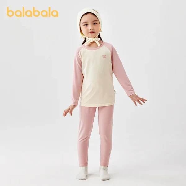 Balabala Set di biancheria intima termica per bambini Intimo per ragazzi e ragazze Autunno Comodo pigiama a strati base per bambini piccoli a grandi 2