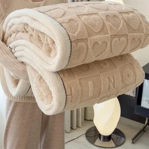Coperta invernale in pile di agnello spesso tinta unita Coperta per pisolino ibisco Coperta in pile di corallo a forma di cuore Tappetino per divano Lenzuola in cotone di grado A 1
