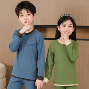 Mutande lunghe in velluto caldo autunno inverno per bambini Ragazzi Ragazze Mutande lunghe termiche casual per bambini Top sportivi scolastici 1
