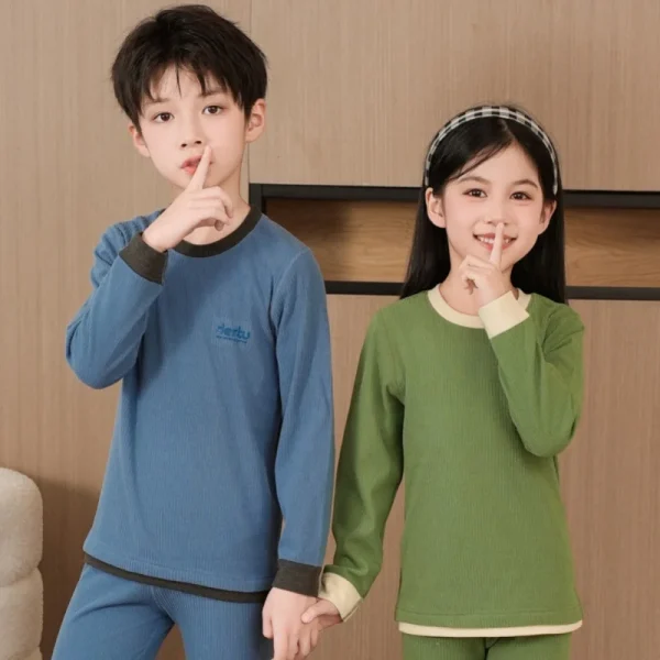 Mutande lunghe in velluto caldo autunno inverno per bambini Ragazzi Ragazze Mutande lunghe termiche casual per bambini Top sportivi scolastici 1