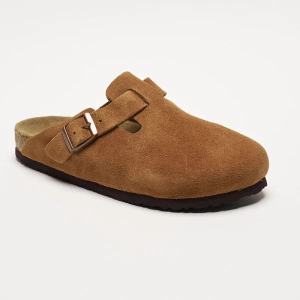 Zoccoli con poggiapiedi morbido Birks Boston - Ciabatte da donna con punta chiusa in pelle scamosciata di mucca |     Pantofole casual retrò unisex 5