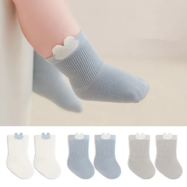 3 paia di nuovi calzini per neonati tinta unita primavera autunno bambino ragazzi ragazze calzini casual in cotone per bambini bambini 0-5 anni 4