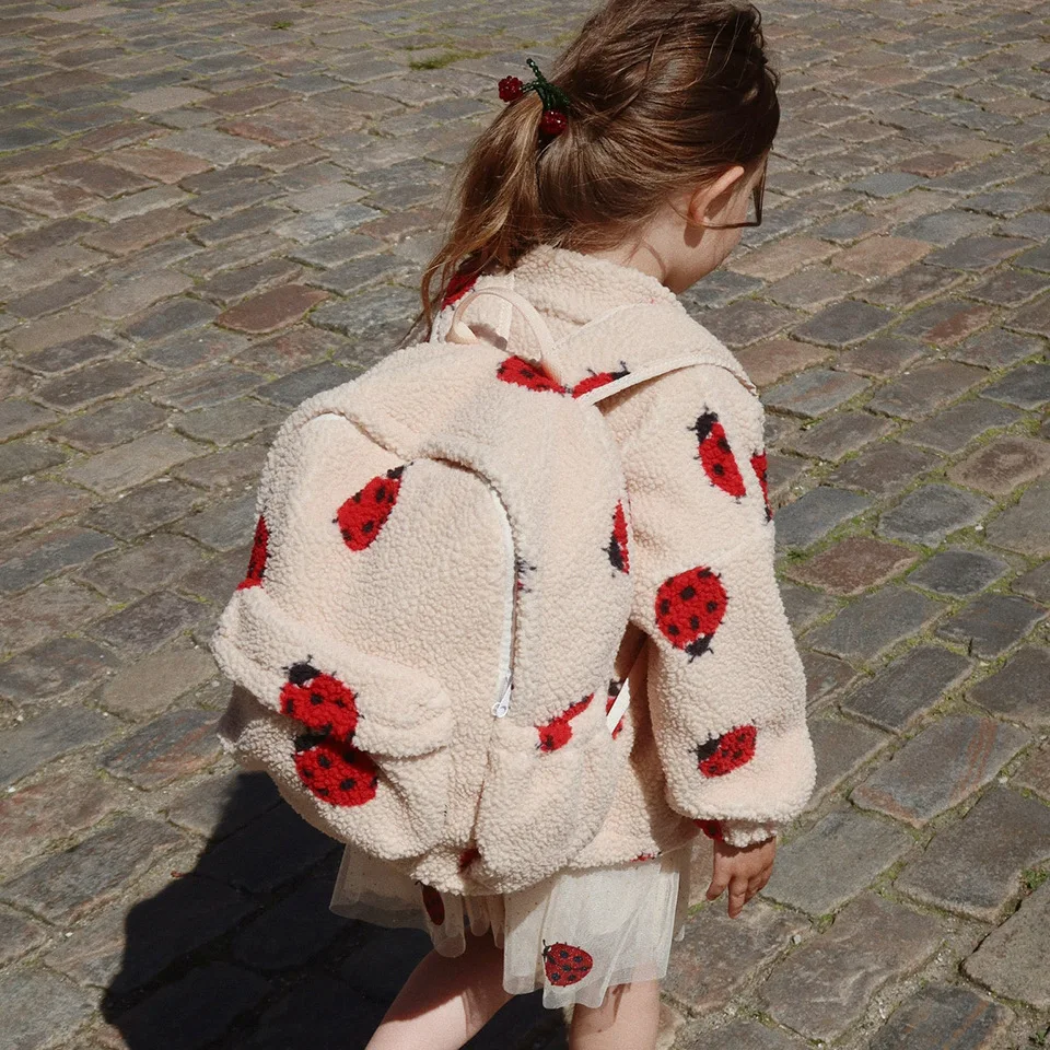 Konges Slojd Inverno Neonate Giacche di lana d'agnello Abbigliamento per bambini Ragazze Cartoon Gattino Swan Beetle Capispalla Ragazzi Cappotti a righe 1-9Y 3