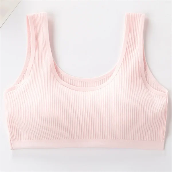 (12-16Y) reggiseno per bambini reggiseno sportivo per giovani morbido reggiseno da allenamento per ragazza intimo reggiseno Anti-sguardo in tinta unita 6