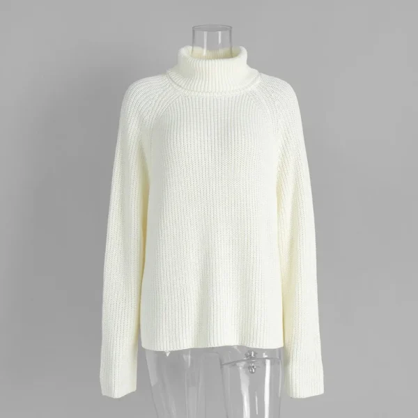 TWOTWINSTYLE High Street Maglione diviso sul retro per donna Collo alto Manica lunga Maglieria temperamento allentato Moda autunnale femminile 6