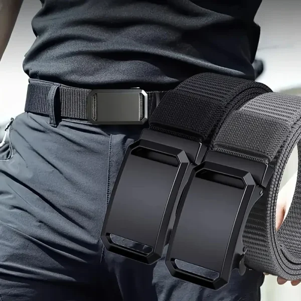 Nuova cintura con fibbia automatica, cintura per pantaloni da allenamento militare all'aperto casual da lavoro tattico in tela per uomo 1